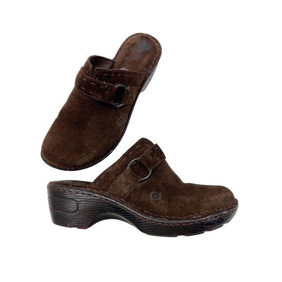 Born Womens Brown Suede Slip-On Clogs With Leather Upper & Lining Size 9M - Picture 1 of 8